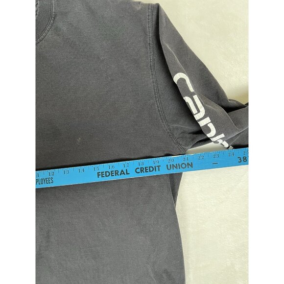 Vintage Carhartt Black Long Sleeve T-Shirt Size Medium Sleeve Spell Out Faded - Picture 5 of 9